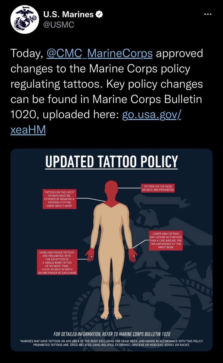 Marines Can Now Be Heavily Tattooed But May Face Career Implications Over  Their Ink