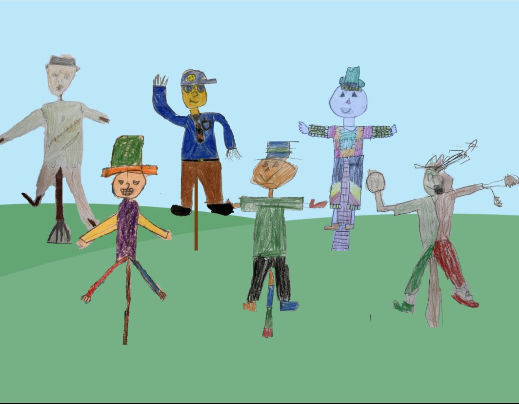 Recently, we had our 5th graders draw a scarecrow and write a detailed paragraph that another student could use to draw the same scarecrow. Today six of those scarecrow drawings came to life for Halloween! #thisishufsd <a href="/JackAbramsSTEM/">Jack Abrams STEM School</a>