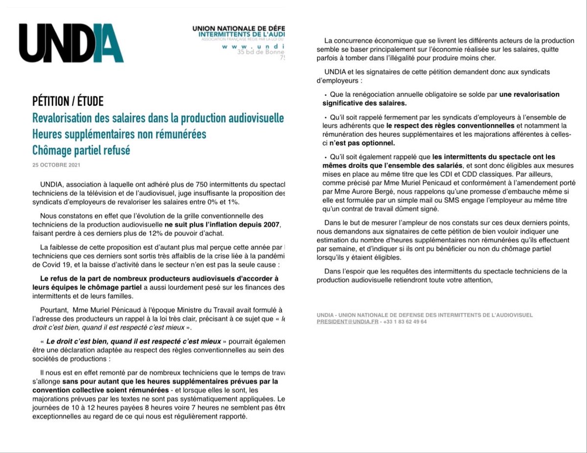 assoUNDiA's tweet photo. UNDIA juge insuffisante la proposition des syndicats d’employeurs de revaloriser les salaires entre 0% et 1%.
Nous lançons une pétition afin de soutenir nos syndicats lors des négociations du 19/11 prochain. Signez &amp; partage massivement !
https://t.co/3X2aTqgyLq
@SpiacCgt @sntpct https://t.co/diRitzacYM
