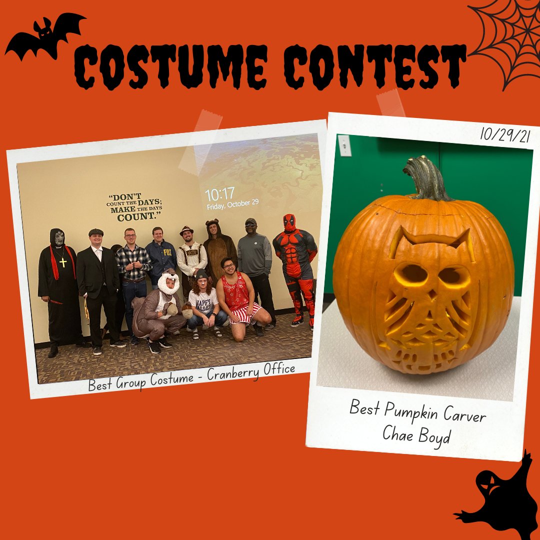 PLSLogistics's tweet photo. Congratulations to the winners of our PLS Halloween Contest! We hope you all have a spooky weekend!!๐ป
#Halloween #spooky #mostoriginal #pumpkincarving https://t.co/sLcuGZc9Kq