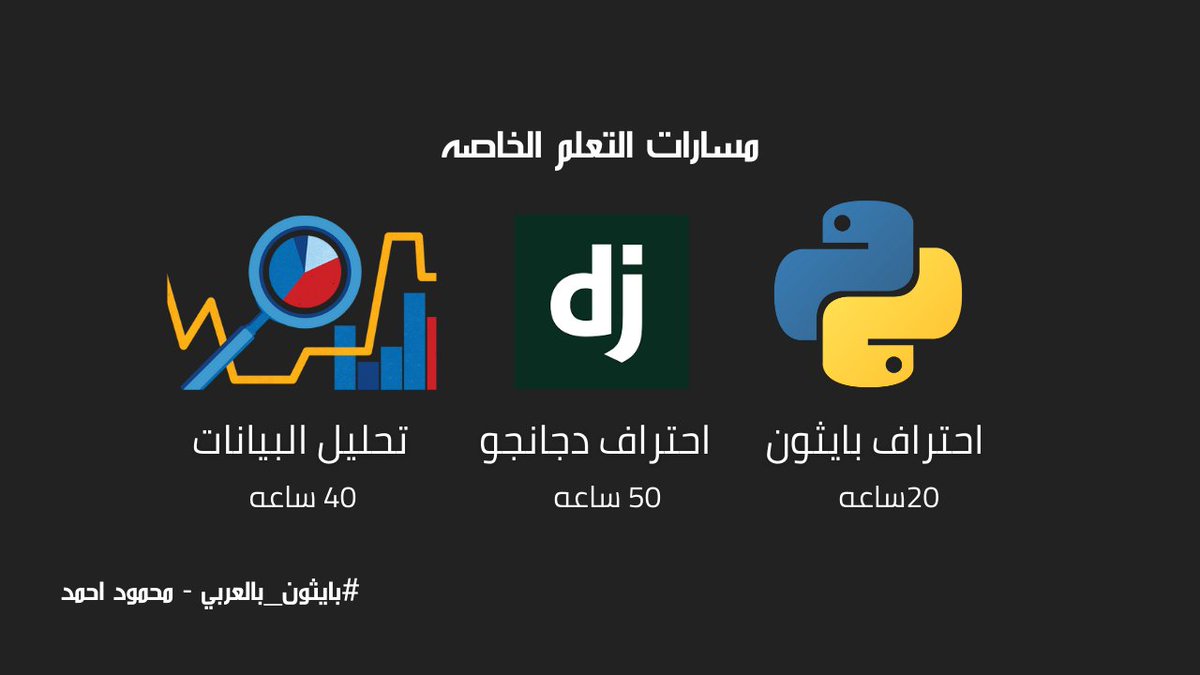 Code4Learn's tweet image. بما ان في ناس بتسالني علي المسارات اللي بشرحها اونلاين , دول اكثر 3 مسارات بشرحهم لاحتراف بايثون وبرمجة المواقع بدجانجو وتحليل البيانات وعدد ساعات الشرح , المحاضرات بتتشرح علي Zoom بالاضافه ان المحاضرات كلها مسجله بجوده عاليه ومتاح شرح مشاريع , بالنسبه للتكلفه كلمني علي الخاص 😉