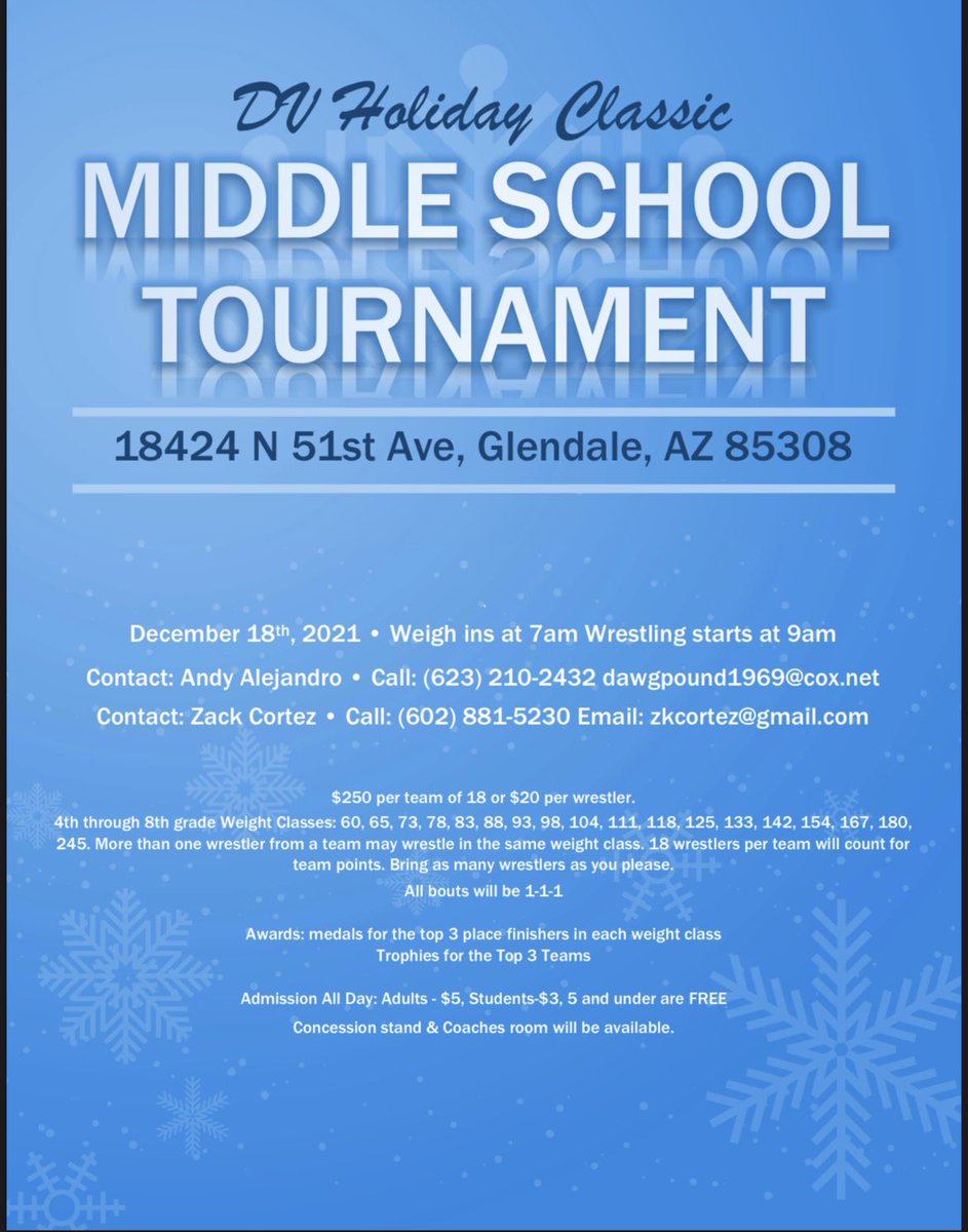 We are hosting our first annual middle school / club tournament! Please let us know if you are interested!