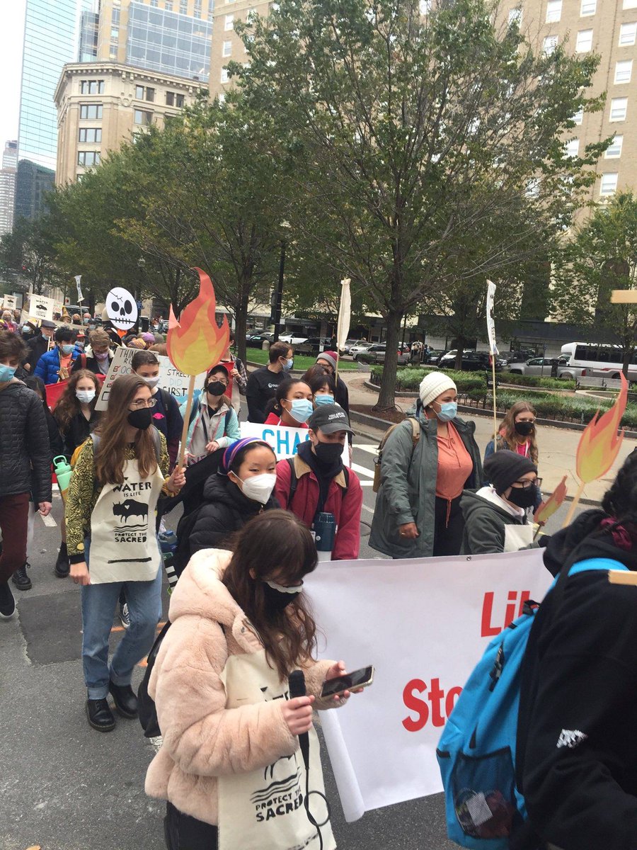 IENearth's tweet photo. Today, October 29, 2021 As part of the national #FossilFreeFuture day of action, a group of Youth, Indigenous,  and climate activist organized march in Boston, MA. from Liberty Mutual to JPMorgan Chase demanding an immediate end to the insuring and funding of fossil fuels. https://t.co/sYLN4nUWvm