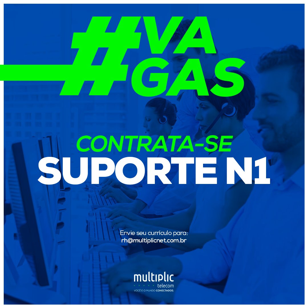 Multiplicnet's tweet photo. CONTRATA-SE SUPORTE NÍVEL 1. 👩‍💻👨‍💻

Você tem as respectivas habilidades que ainda não foram reconhecidas?

Queremos você nosso time!💙

#Work #Job #Trabalho #Trampo #Suporte #SuporteTecnico #SuporteTelecom #Multiplic #Telecom #MultiplicTelecom https://t.co/K7PrcRxtqW