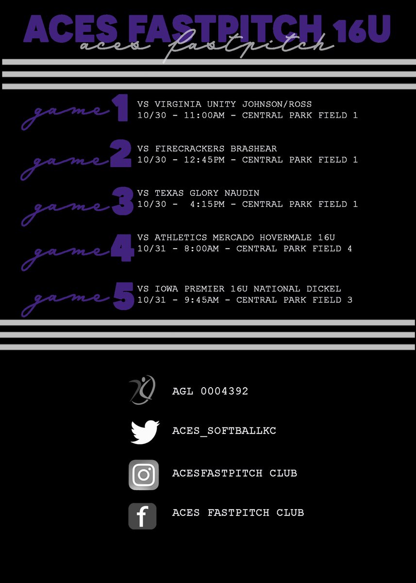 Here’s my schedule for this weekend Bombers Exposure Tournament in College Station, Texas. Excited to go play with some amazing athletes! <a href="/Aces_SoftballKC/">Aces Softball</a>