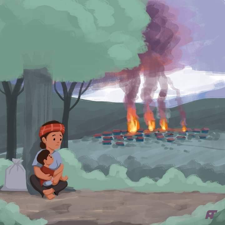 The military junta fired and torture the houses and people in Thantlang,Chan State in Myanmar.
They said and claimed 'Our house was fired'😭and 'There is no home to go back'💔
#PrayForThantlang
#WhatsHappeningInMyanmar
<a href="/WhiteHouse/">The White House</a> <a href="/CIJ_ICJ/">CIJ_ICJ</a>