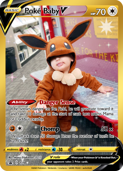 I had a lot of fun making a Pokemon card of my son's cosplay. Maybe I  should print it out as a holiday card? I'm working on editing the progress  photos!