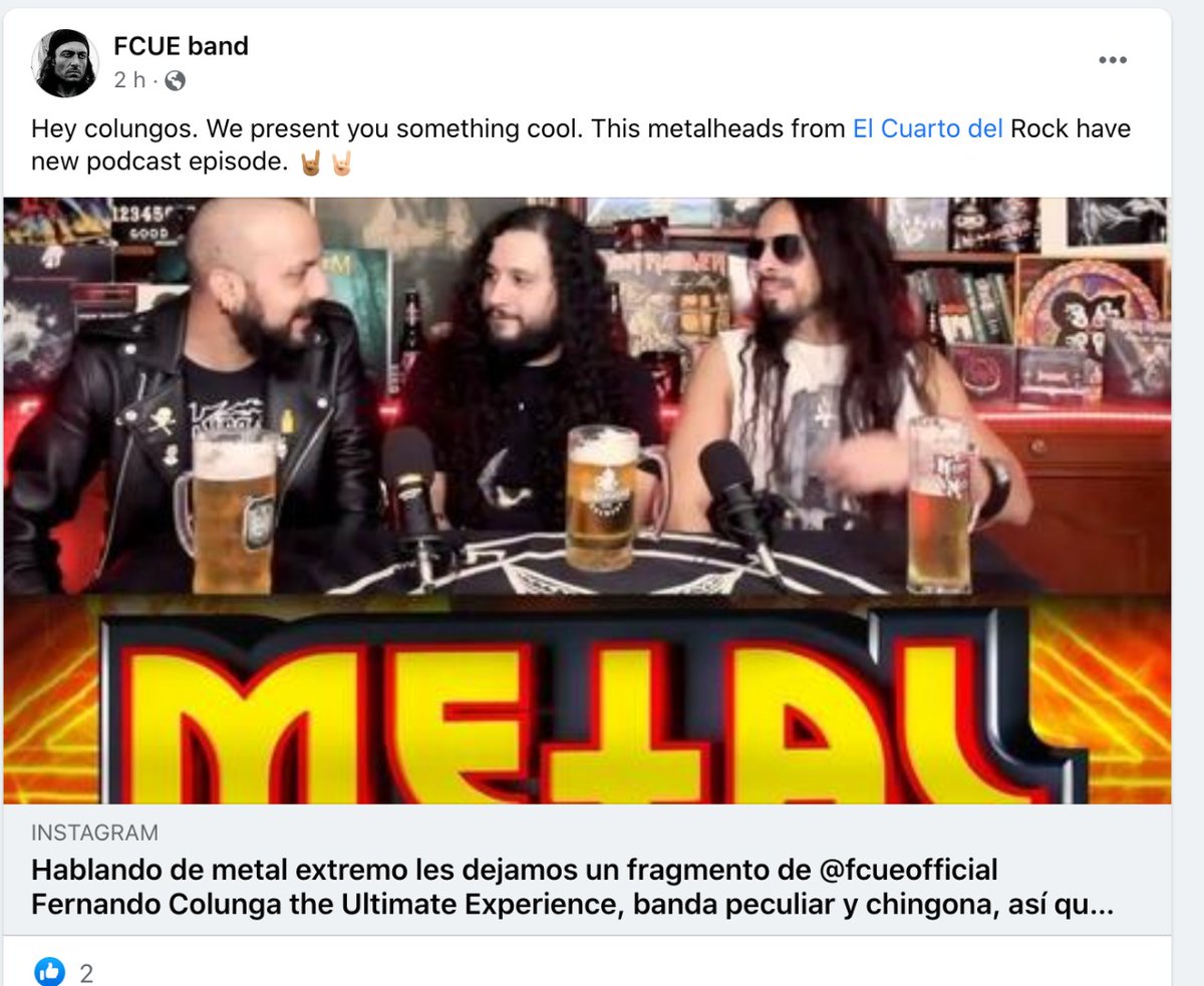 Muchas gracias a los jirines de <a href="/FCUEband/">Fernando Colunga Ultimate Experience OFFICIAL</a>
 por recomendarnos.
Así que por qué no celebrar abriendo una chelita y echarnos nuevamente el último episodio Beer mug
#FCUE #ElCuartodelRock

youtu.be/vBXkFYwKI-o