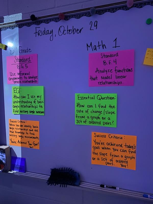 NewCenturyMS's tweet image. Students in Ms. Bell's math class got in the spirit by mastering angles while glowing in the dark! #spookymath