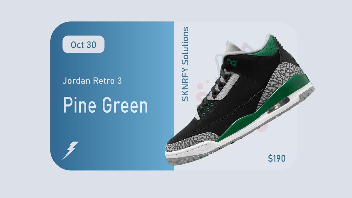 The Jordan 3 ‘Pine Green’ will be releasing tomorrow! Good luck to everyone! What do you think of this colorway?