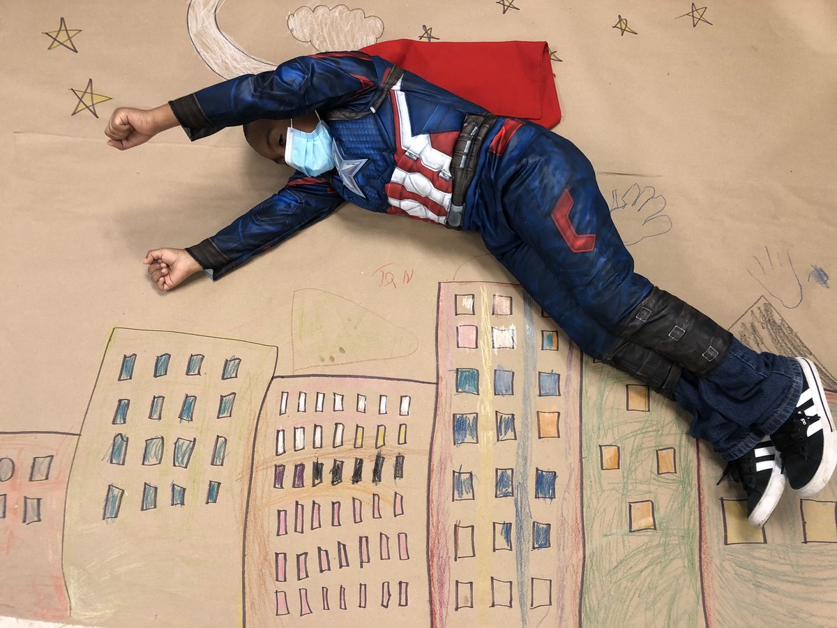 dontwakeava's tweet photo. Our K class is flying high over the city they created for Super Hero Day! @Engelhard_Elem #weareJcps #NBCTStrong https://t.co/vY2DjjP0gN