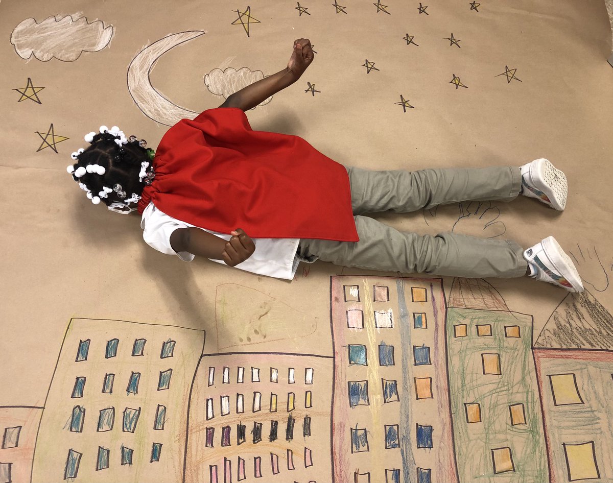 dontwakeava's tweet photo. Our K class is flying high over the city they created for Super Hero Day! @Engelhard_Elem #weareJcps #NBCTStrong https://t.co/vY2DjjP0gN