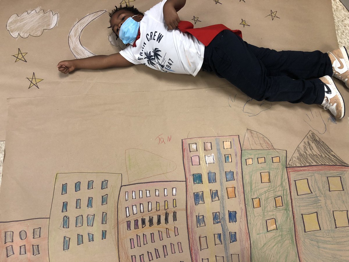 dontwakeava's tweet photo. Our K class is flying high over the city they created for Super Hero Day! @Engelhard_Elem #weareJcps #NBCTStrong https://t.co/vY2DjjP0gN
