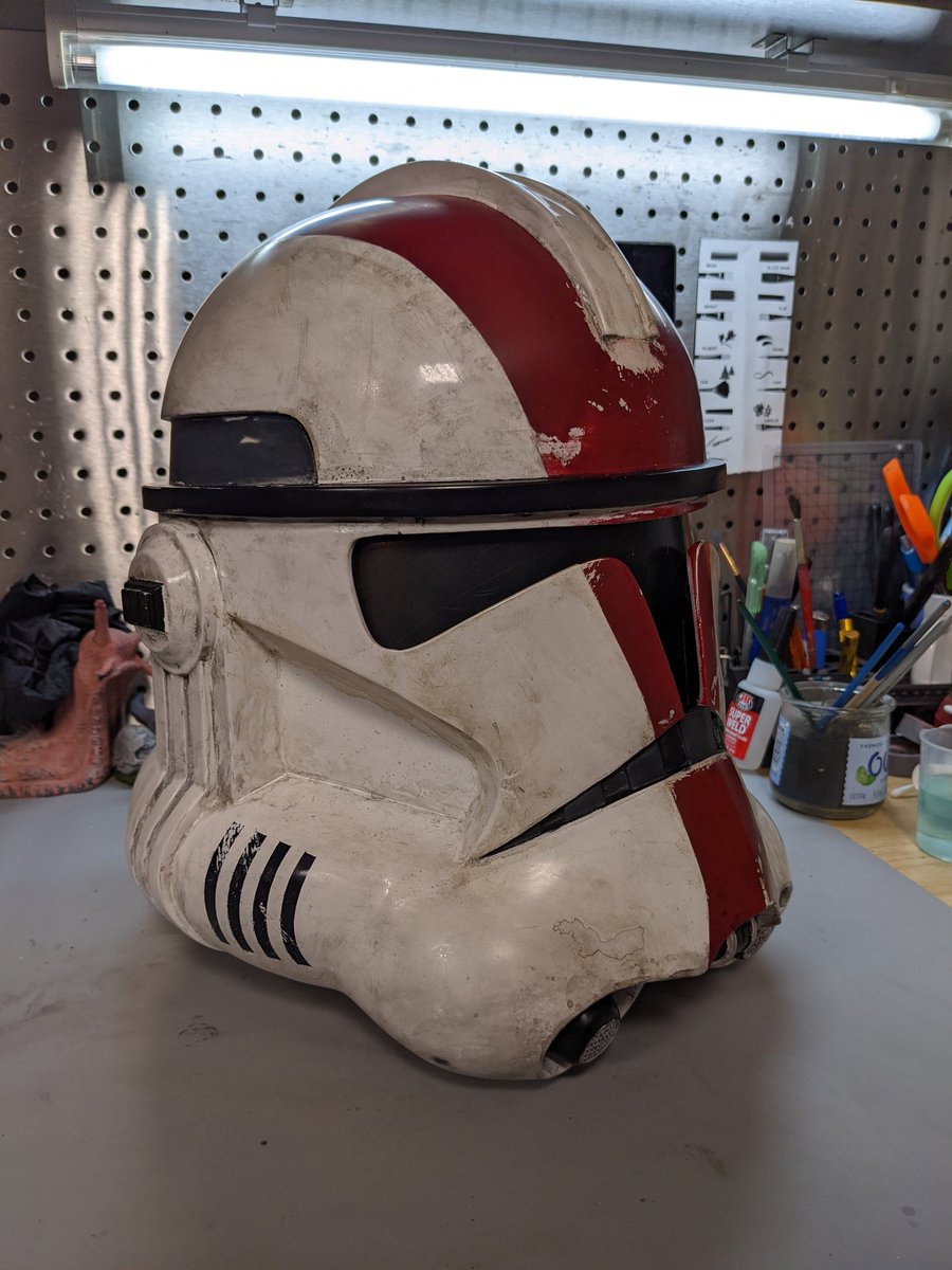 It's finished! #StarWars #CloneWars #3DPrinting #3DPrinted Clone Trooper V2 weathered helmet. This guy has seen some things. It still amazes me what you can 3D Print!