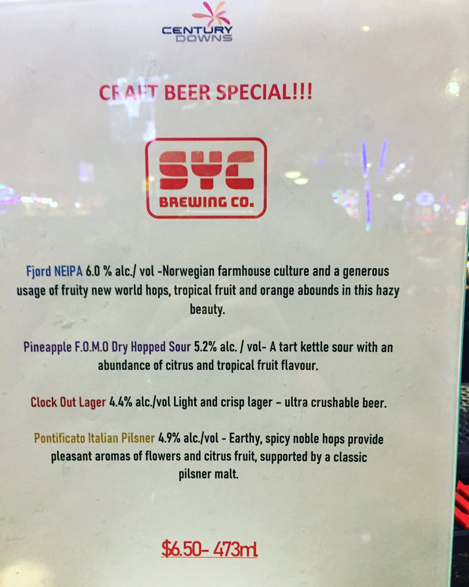 CraftBeerImport's tweet image. SYC @sycbrewingco is on special at @centurydowns!!  4 styles for $6.50 per tall can. That’s value!! Head down for a brew and experience all that Century Downs has to offer 🍻 #happyweekend #SYC #CraftBeerSpecials #CenturyDowns #yycnow #4styles