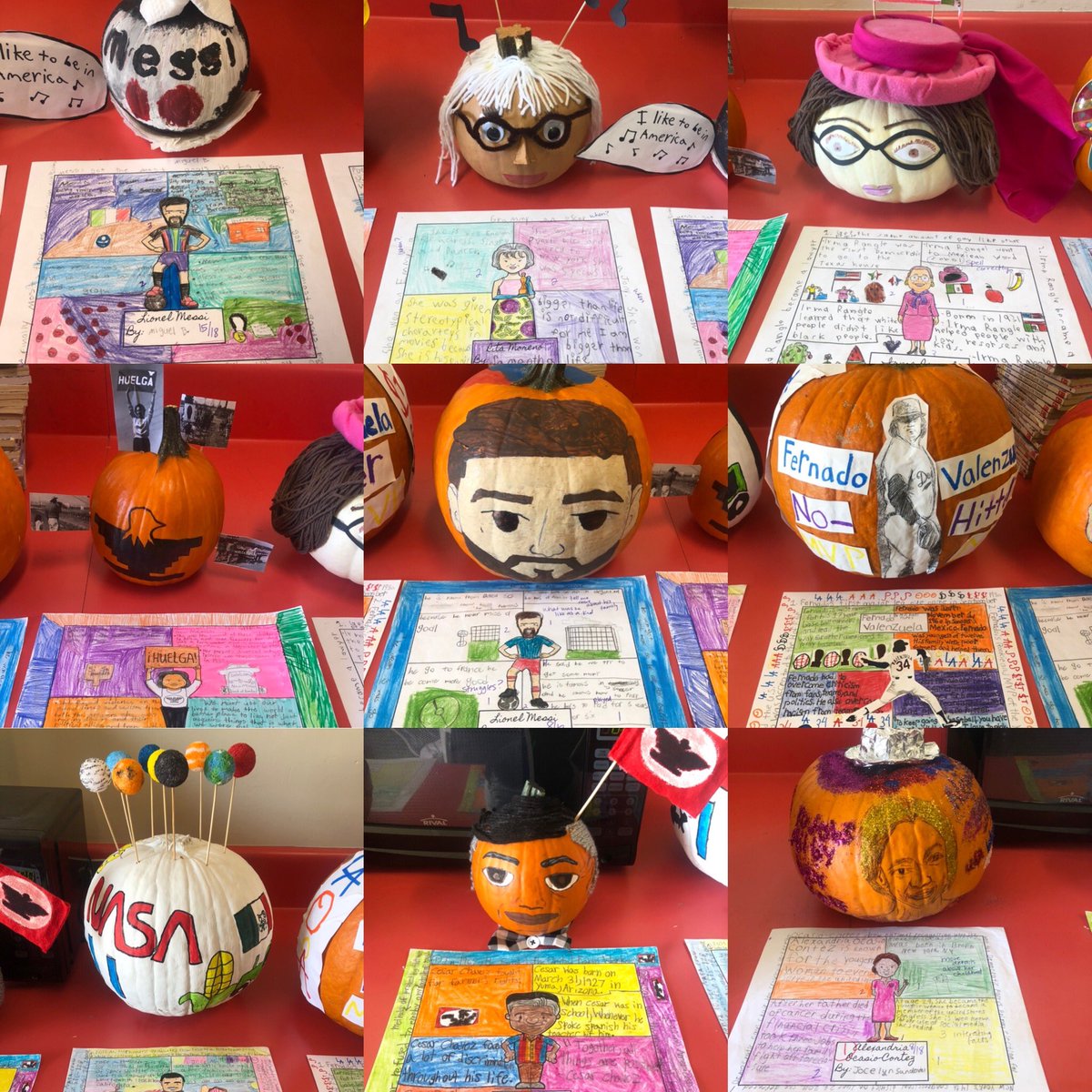 MsBalliClass's tweet photo. Hispanic heritage one pagers and pumpkin contest was a success this year! #AVID https://t.co/kWOIacJ2eJ