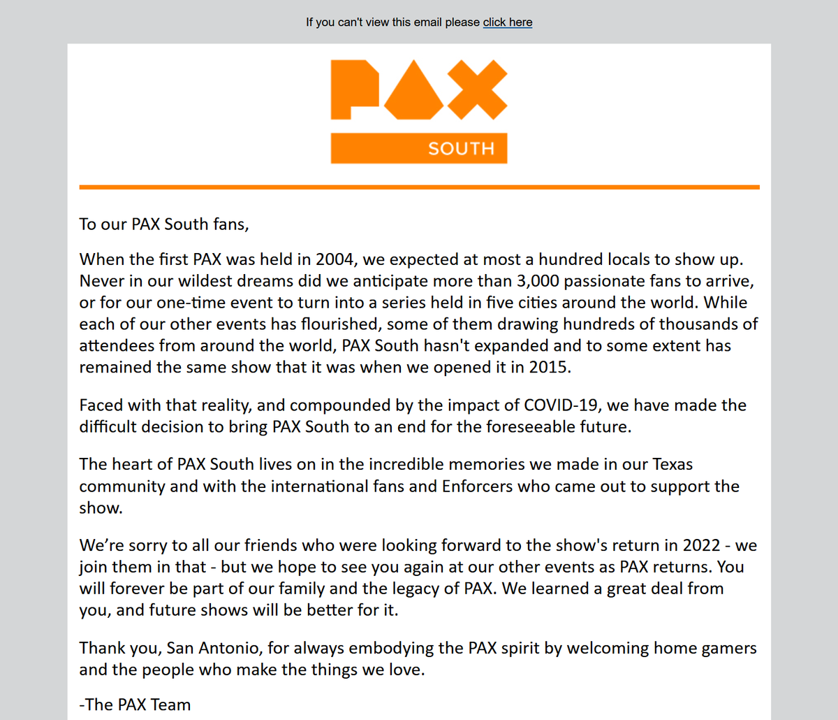 CaffeinatedRat's tweet photo. It's unfortunate that PAX South is cancelled indefinitely.  I get it, but it was also the cheapest of the PAXes and was the easiest to attend. Getting badges didn't require getting into a queue within a 20 minute window from the time of announcement until they were sold out. https://t.co/NQMqpt5FTy