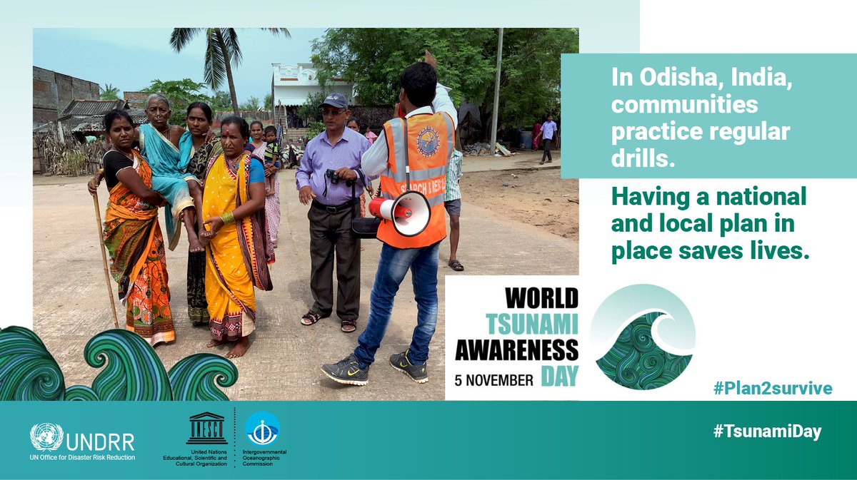 In Odisha, India, communities practice regular tsunami evacuation drills as a way to practice how to respond to tsunamis. Hold tsunami drills in your community too! And remember, #TsunamiDay is Friday, November 5th: https://t.co/mJPe44N2ss. #TsunamiReady https://t.co/8PXNENDO3D