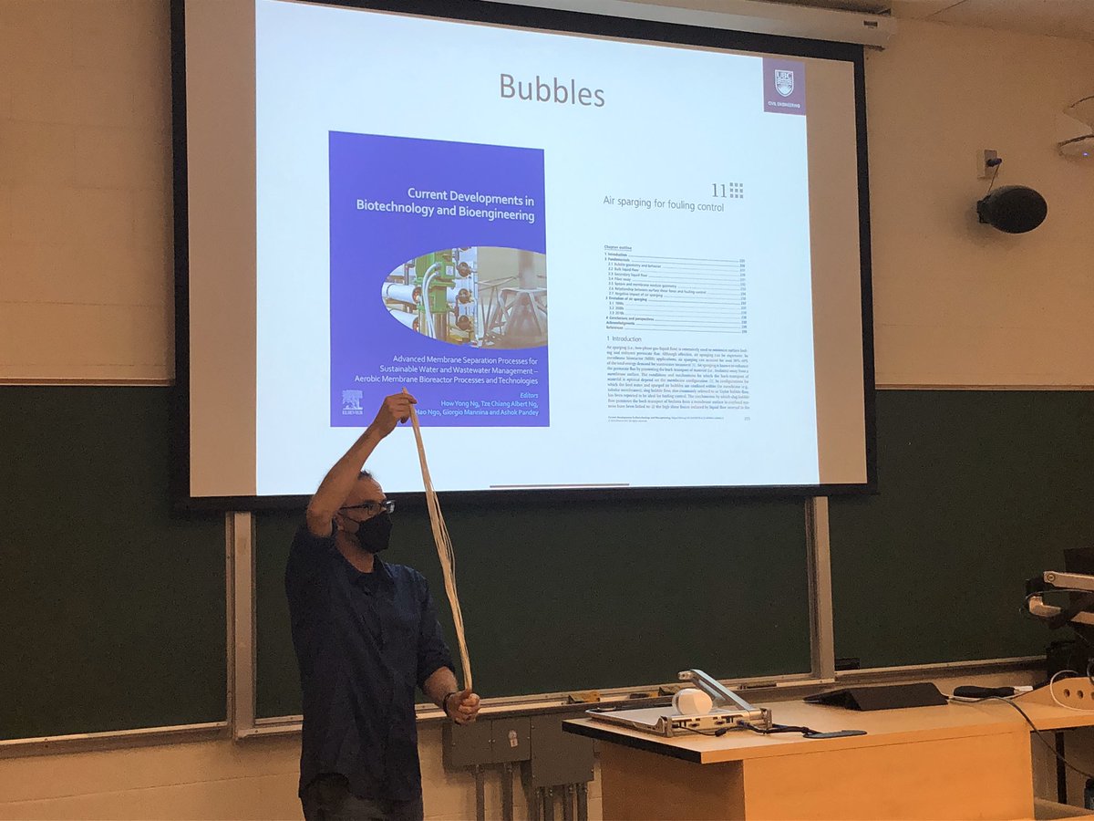UBCFutureWaters's tweet photo. “Doesn’t everyone walk around with hollow fibre membranes in their pockets?” Thanks Dr. Pierre Berube @ubccivil for the talk on “The Life of Bubbles” #water #membranes @suezWATERTECH https://t.co/ah2i8A752N