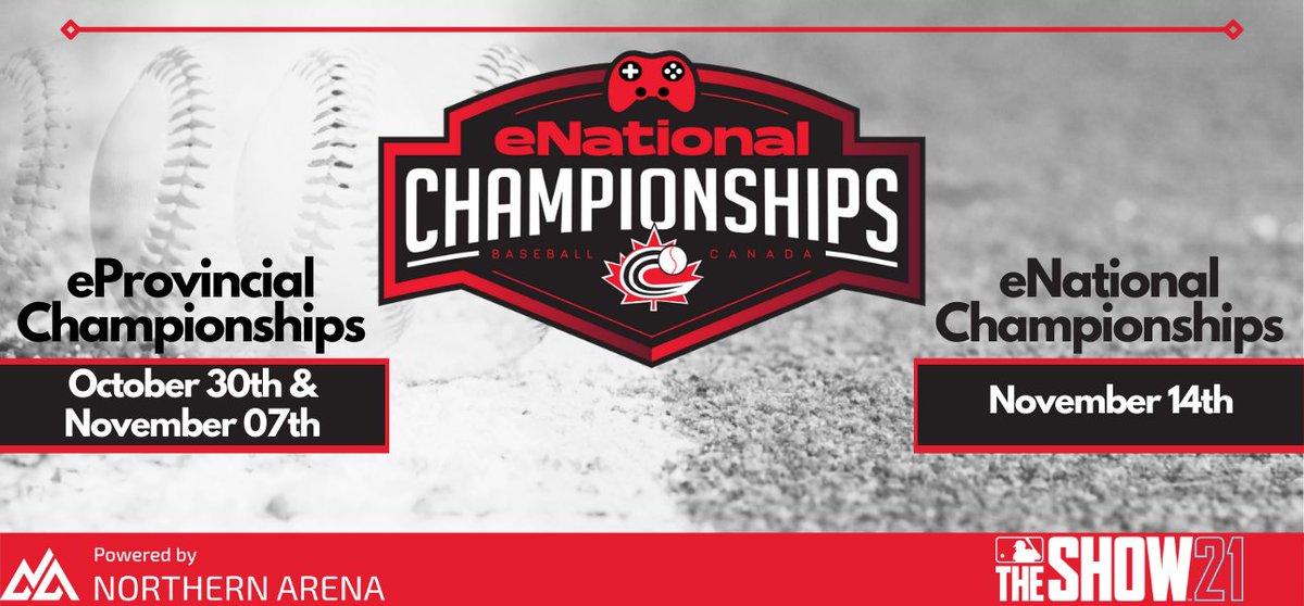 NorthernArena's tweet photo. Today is the final day to register for the eNational Championships. Hurry and signup now if you haven't already.
eNational Championships starts on October 30th!
Register Here: https://t.co/G386memfSU
@baseballcanada
#BaseballENats #NorthernArena #MLBTheShow21 https://t.co/dX53ckvHJd