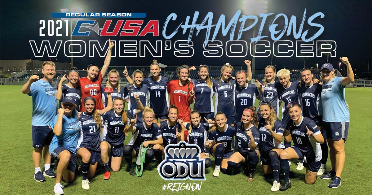 ODUWomensSoccer's tweet photo. C-H-A-M-P-S 🏆

A season that will go down in ODU women's soccer history. For the first time, ODU women's soccer are the Conference USA East Division Regular Season Champions.

#ODUSports #ReignOn https://t.co/xpNX4jeWun