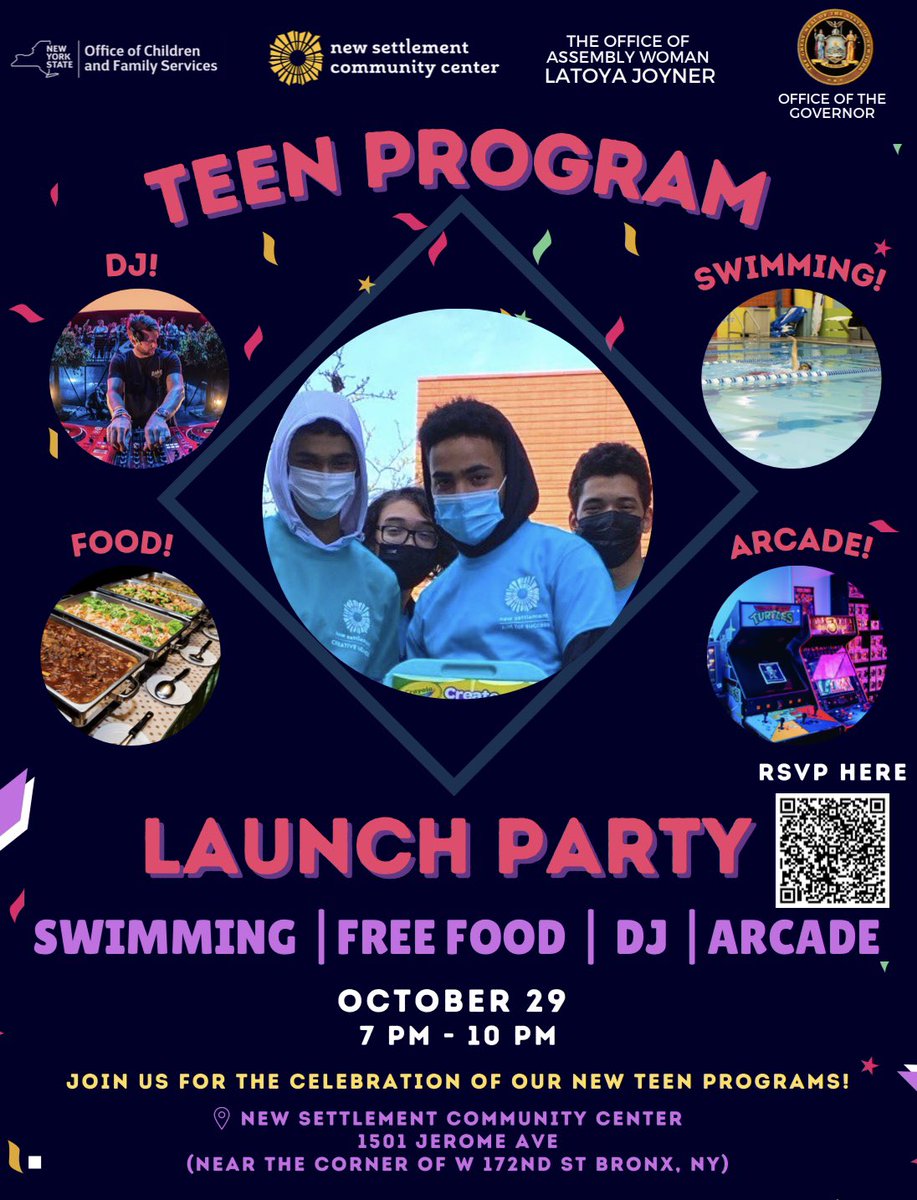 JoinJoyner's tweet photo. #JoinHer and @NewSettlementNY this evening for the launch of a brand new Teen Program at the New Settlement Community Center🎉🎊🥳
🗓 Friday, October 29th
⏱7pm - 10pm
📍1501 Jerome Avenue, Bronx NY 10452 https://t.co/Gn0RqvHHbg