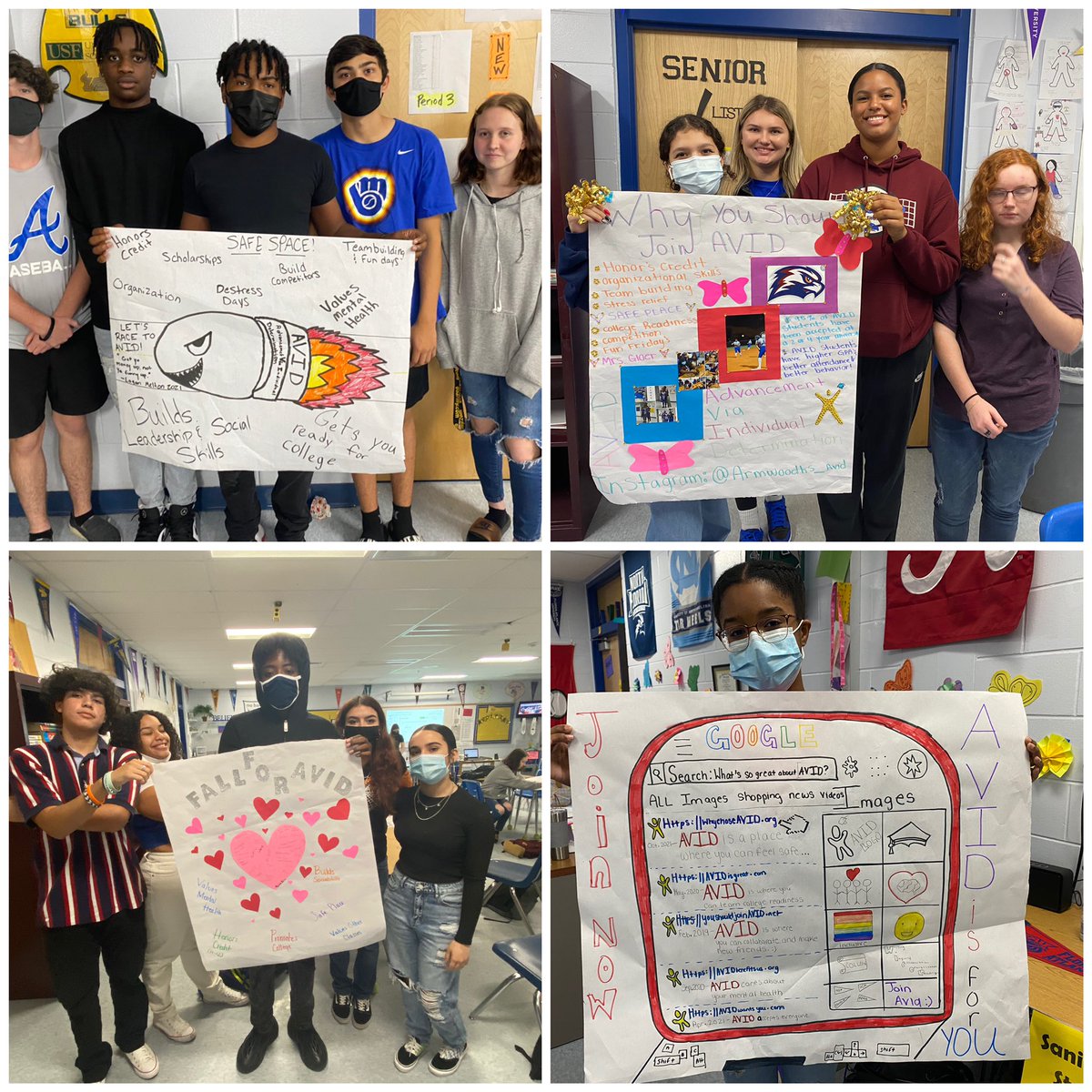 ARMWOODHSAVID's tweet photo. “Week of Possibilities” starts next week as students pick their electives for 22-23! AVID students worked hard to show their pride and explain why Hawks should pick AVID! @Armwood_HS @HCPS_AVID #deckthehalls #avidpride https://t.co/3yapRIl6tX