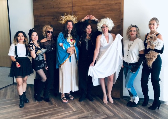 MONOGRAMatBBGM's tweet photo. Strike a pose!  Happy Halloween!
 - The MADONNA's of MONOGRAM!
#madonna #interiordesign #strikeapose #happyhalloween #hospitalitydesign #letsgetcreative #MONOGRAMatBBGM https://t.co/d7sMeoZPAT