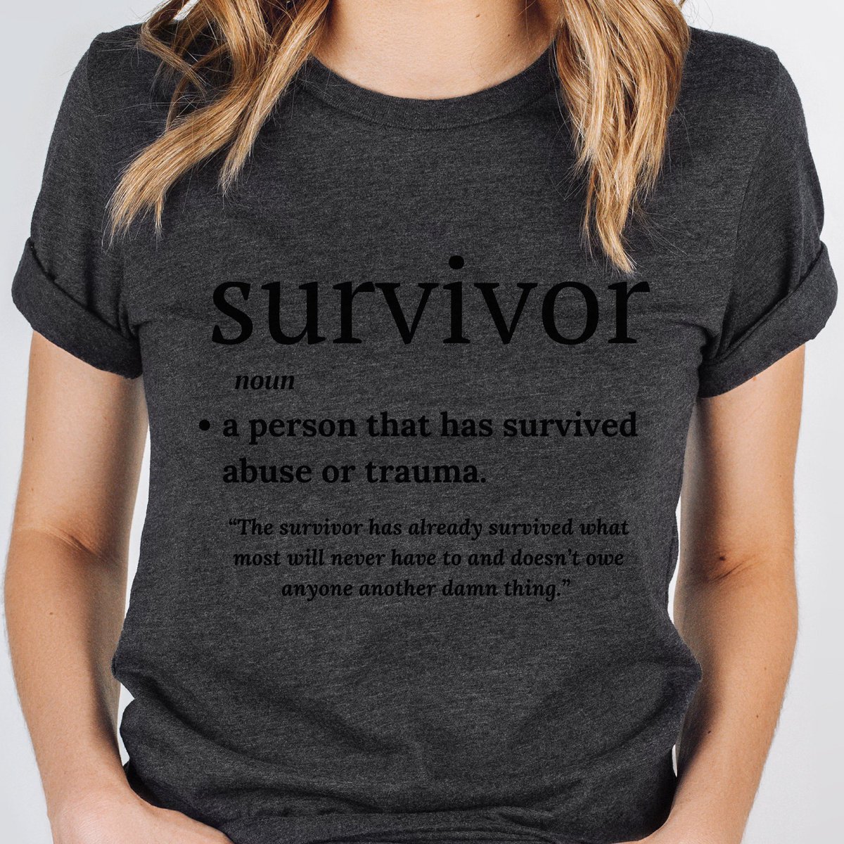 WorthyWonderful's tweet photo. Our newest listing!! 🥰 What is a ‘survivor’? It is someone that has survived abuse or trauma. That’s it - no other qualifications needed. They survived the unimaginable and don’t “owe anyone another damn thing.” #respectsurvivors #survivor #definitiontee
https://t.co/oFkNPaozrx https://t.co/XPF4RfyIJK