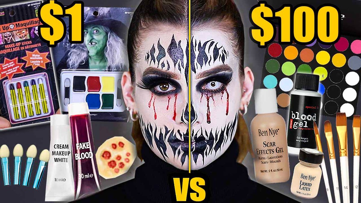 New Video! 🎥 $1 vs $100 Halloween Makeup! Watch Here: youtu.be/j50TEXYhqks