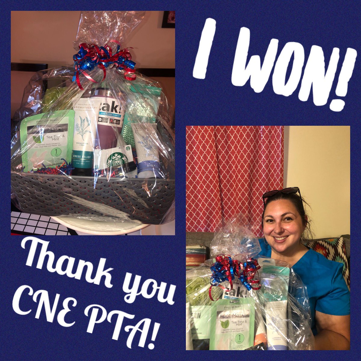Elsa_S_Garcia's tweet photo. Our PTA had a faculty membership basket drawing and I won!! What a great Friday! Woo-hoo! Thank you so much CNE PTA! @NISDCNE https://t.co/q5b6Ldn5JI