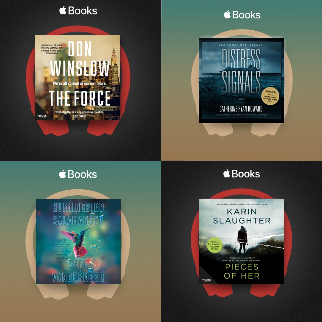 BlackstoneAudio's tweet photo. Killer to see 4 Blackstone audio titles added to @AppleBooks 'Mysteries/Thrillers' flash sale! From NOWโNOVEMBER 3, grab:
#THEFORCE - @donwinslow
#DISTRESSSIGNALS - @cathryanhoward
#HUMMINGBIRDSALAMANDER - @jeffvandermeer
#PIECESOFHER - @SlaughterKarin
๐งhttps://t.co/mA6H9KXpf9 https://t.co/5Vwv9Nyxiu