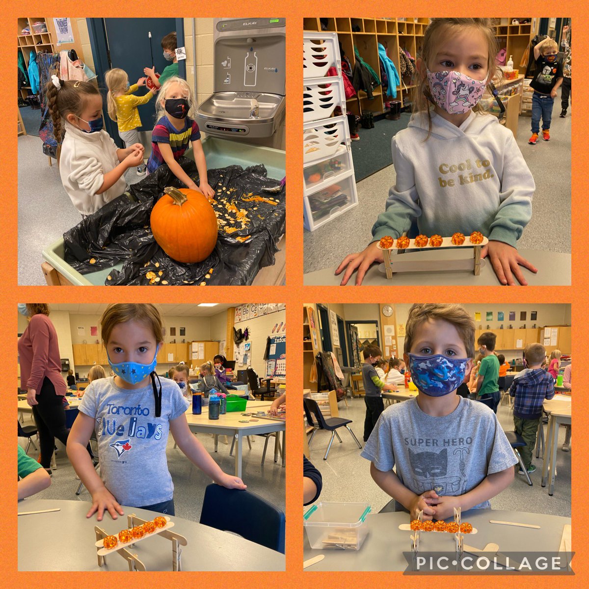 MissRibeiro5's tweet photo. This week we explored and learned about all things pumpkins as we geared up for our Halloween celebration! #Kindergarten #learningthroughexploration #pumpkin #lifecycleofapumkin @shcsparis https://t.co/DZpNxhcdyT
