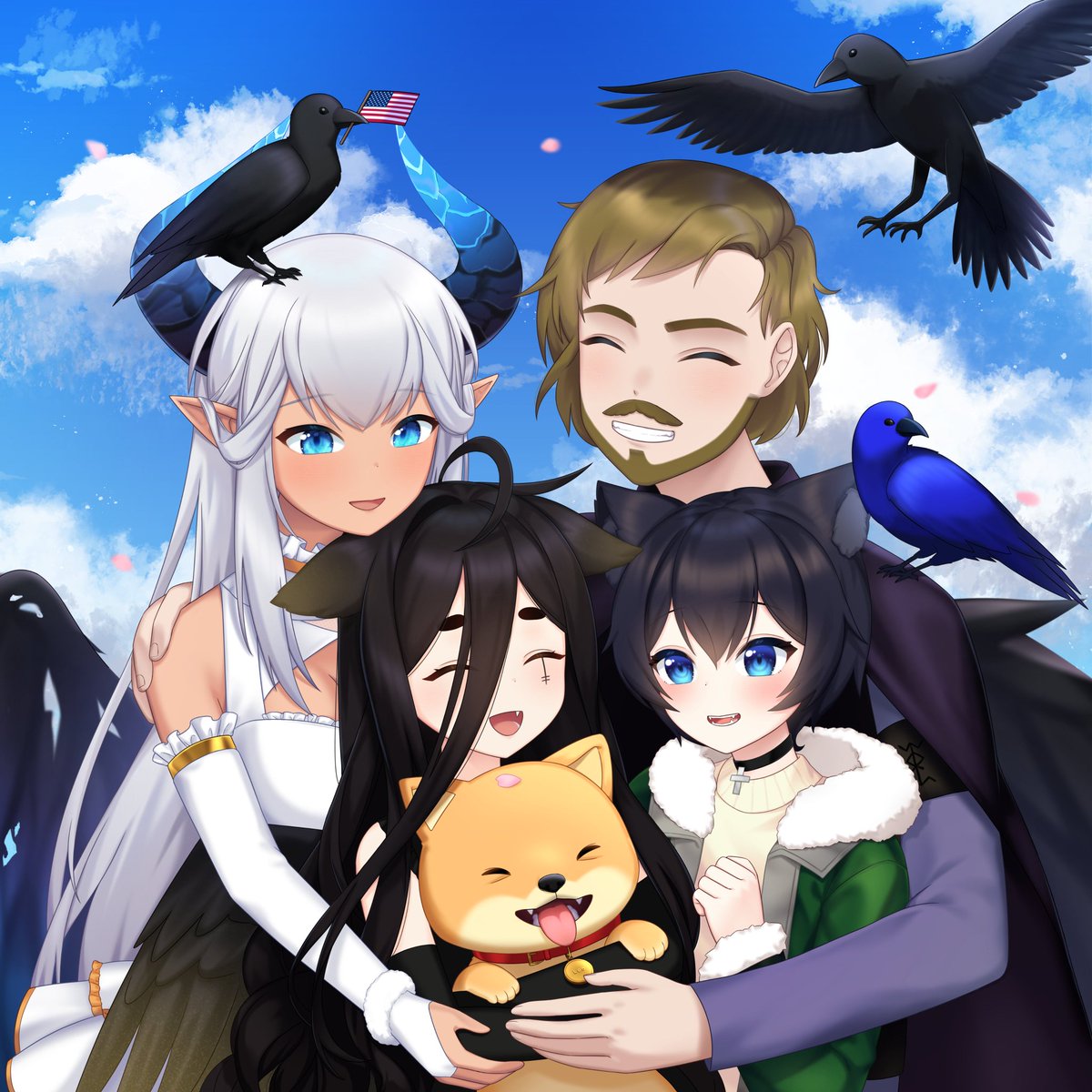 x__Hel__x's tweet photo. so as a lot of you may know, i have a pixelmon server that i play with frens..

it's been so much fun so far..so as a thank you, i commissioned one of my favourite artists @~yuy0ko for this lovely group piece with a few of the vtubers that play the most there..🖤💛 https://t.co/JDUVt9d0WI