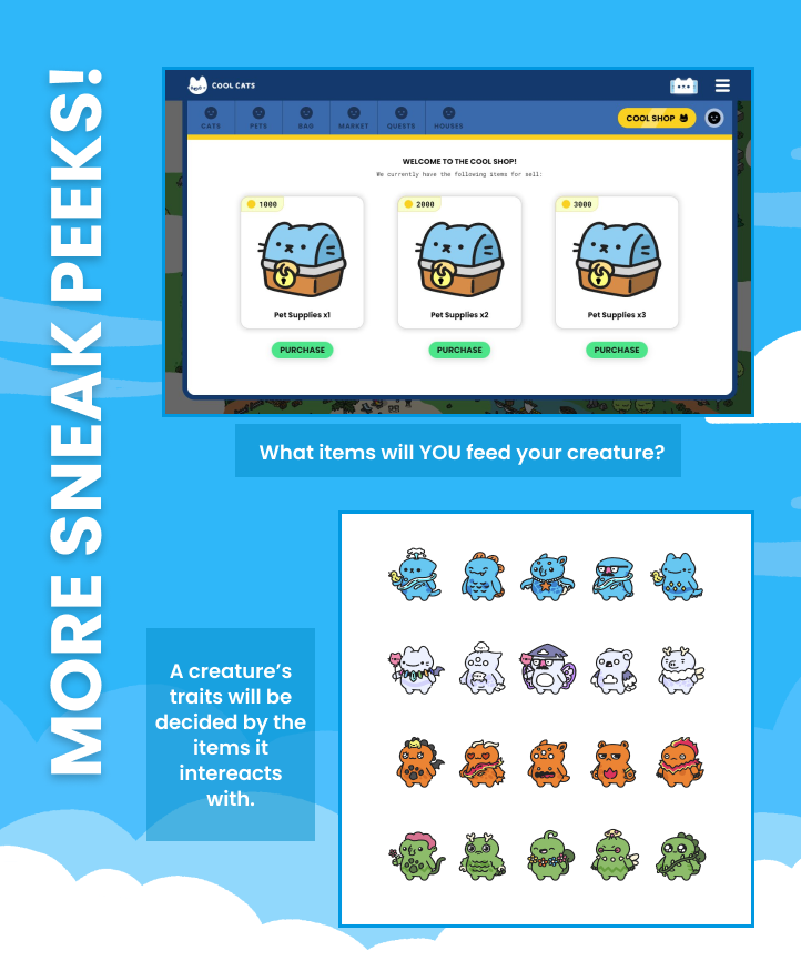coolcats's tweet photo. TOWN HALL - 10/29/21

Creatures sneak peeks (that AREN'T just shadows this time!), a Times Square takeover, and more! The team is continuing to build and trust us, it'll all be worth it! Now, who's going to take one for the team and start an item speculation spreadsheet? 🐱💙🤔 https://t.co/cBLHUTWVuD