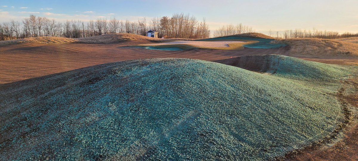 The 2nd of our two fall projects is now complete! Practice hole is seeded. Will tarp the greensite next week to protect the root zone from blowing away over the winter and we'll seed the green in the spring. #LetItSnow
