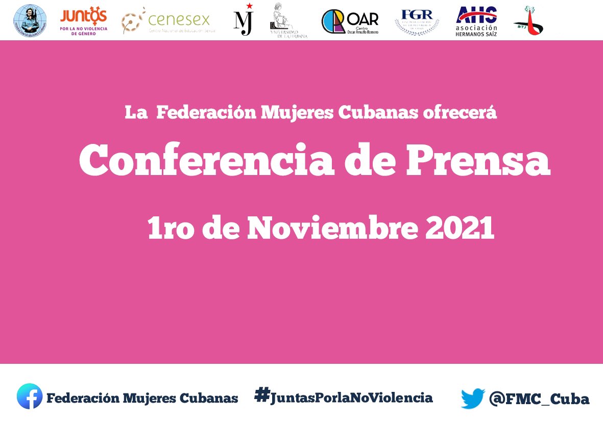 AV_FMC's tweet photo. Ofrecerá Federación de mujeres cubanas conferencia de prensa el próximo Lunes 1ro a las 10 am ❤️💙❤️💙❤️💙#MujeresEnRevolucion #FMC @CenesexCuba @OscarCubaMinjus @FMC_Cuba @OsmaydaFMC @PresidenciaCuba @MinutosdeCuba @ManuelSeijido @CastroEspinM @DiazCanelB @TeresaBoue https://t.co/twxnbex45m