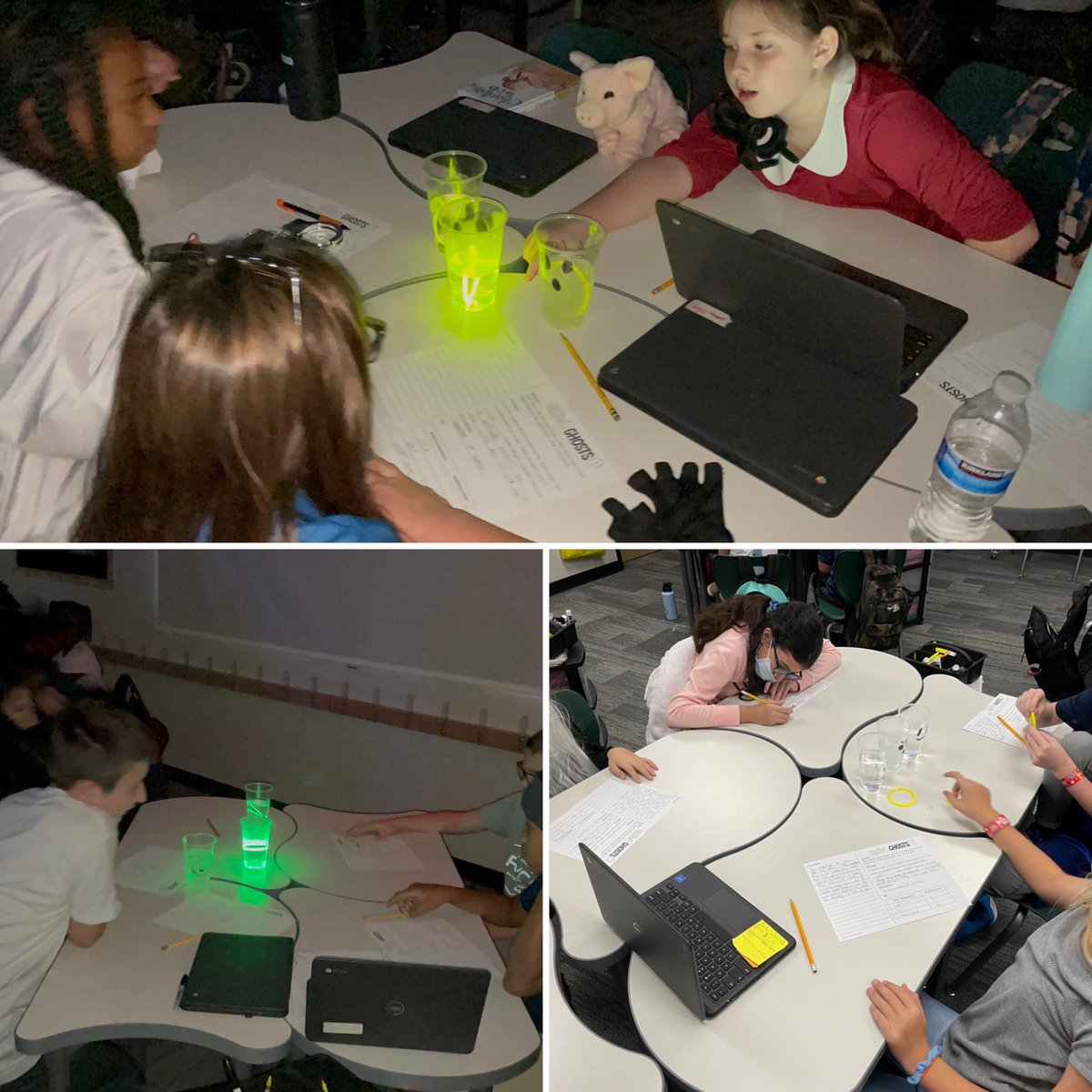 mrsmegwalker's tweet photo. One of my favorite activities of the year is #glowingghosts. We explored how thermal energy can change light energy. Lots of connections today to why we warm up for sports & how itโs harder to work when cold. #spookyfun #leadersofthepride @LanceElementary @NISDScience https://t.co/klesqteurZ