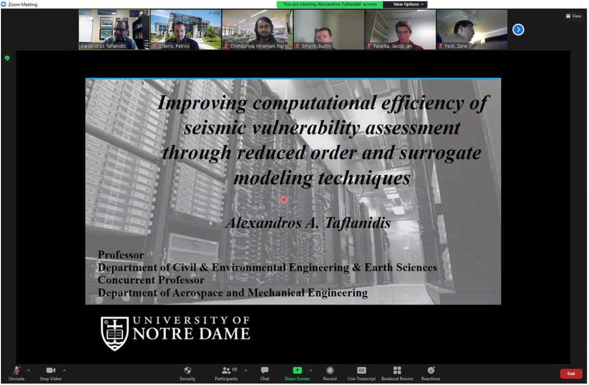 Exciting lecture today by Dr. <a href="/ataflanidis/">Alex Taflanidis</a>  at the CGS Seminar Series of the Zachry Dept. of Civil and Envir. Eng, at Texas A&amp;M. We all enjoyed learning about reduced order and surrogate modeling techniques.