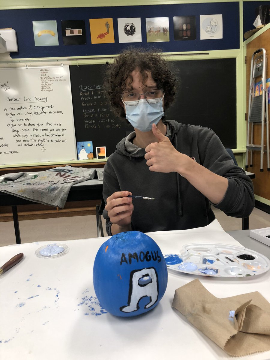 Art class showed some Halloween spirit today.  Such great pieces. <a href="/GELAgranderie/">GELA Grand Erie</a> #pumpkin #art #education #fun #uniquelyGELA