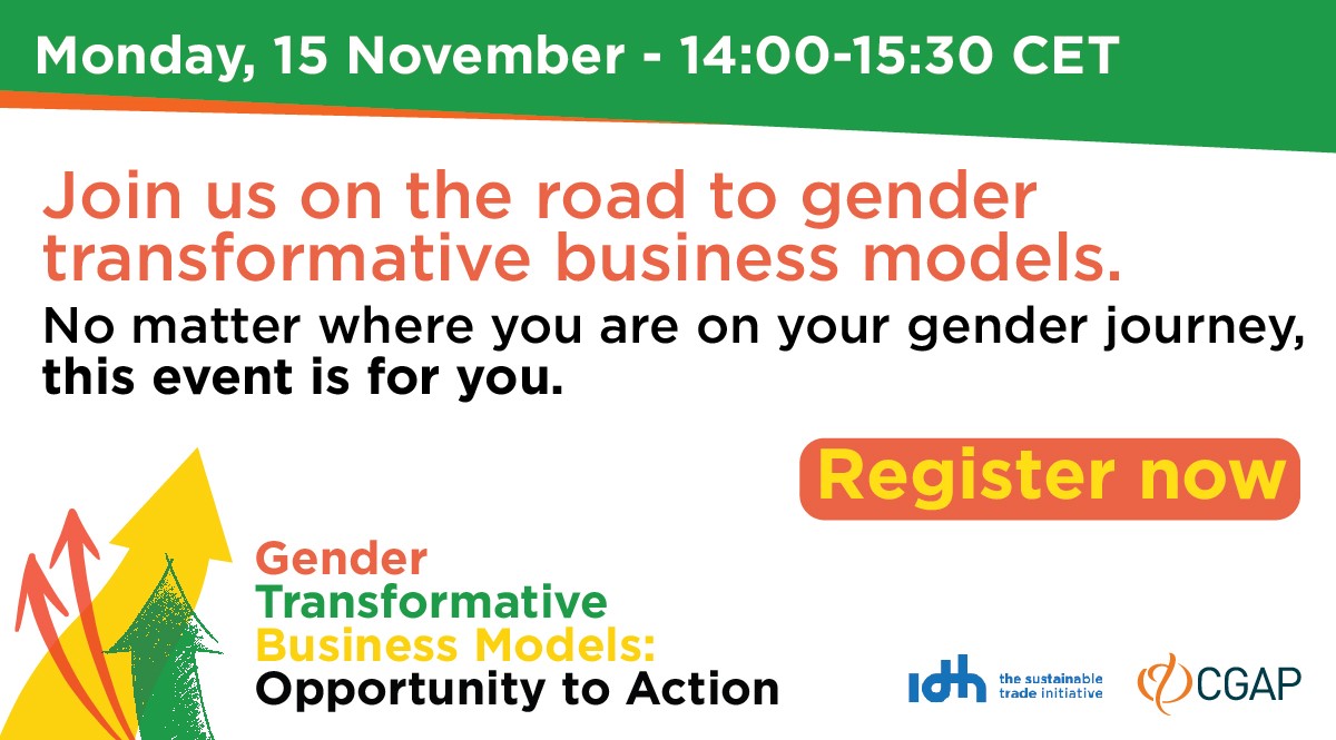 JamieAndrson12's tweet photo. Does your business embed a gender transformative approach? Looking for a first step?
Engage with other business and thought leaders to advance from opportunity to action in your business model.
Register here: https://t.co/hrubPrberR
@IDHTrade @CGAP #transformbusiness https://t.co/gE71DTXi4R