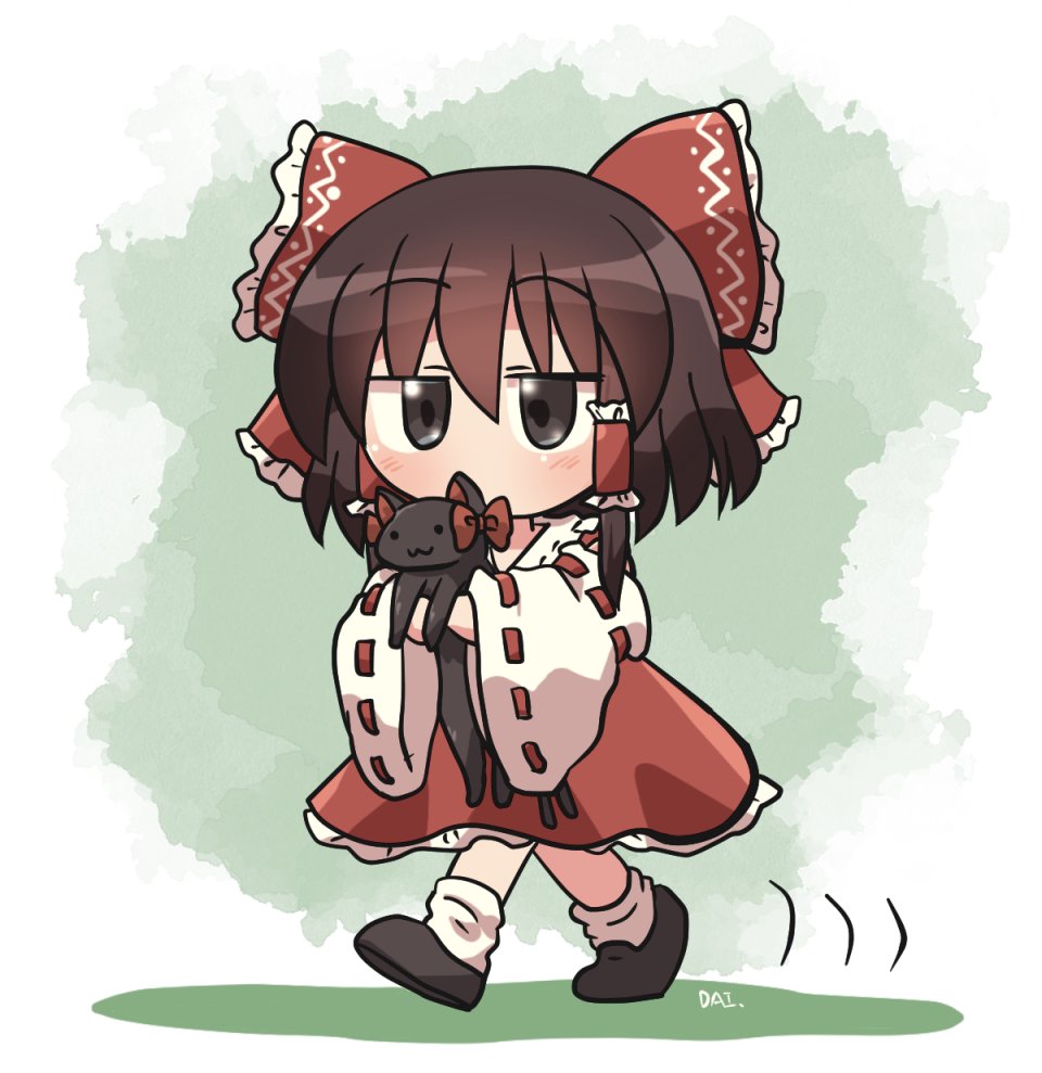 博麗霊夢 「はこびます🙂🐈‍⬛ #おは東方 」|六合ダイスケ@春例大祭う12bのイラスト