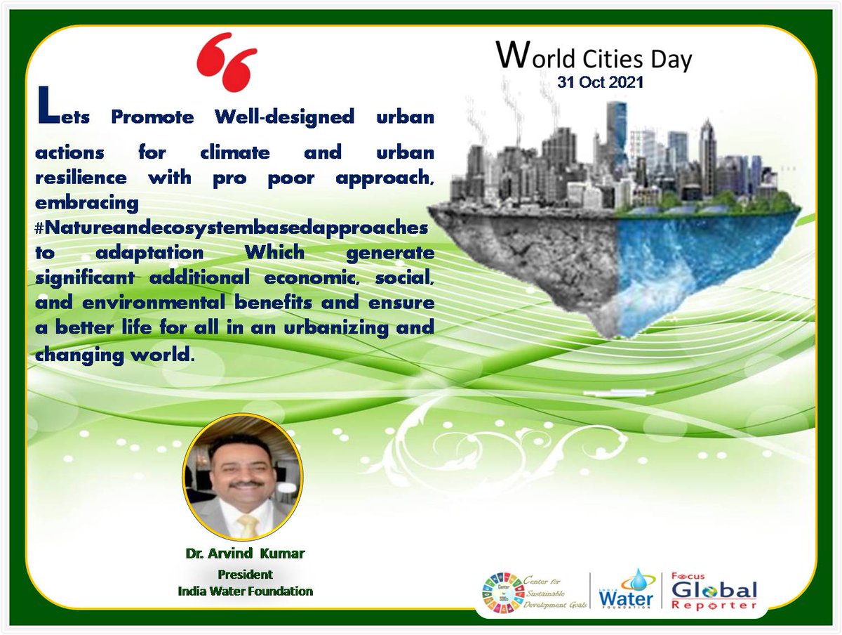 IndiaWaterFoun1's tweet photo. #WorldCitiesDay21 #CitiesWithNature #ClimateAction #GlobalWarming #COP26 #COP26Glasgow #ClimateSmartCity #Climatechange #ClimateAction4Cities #LeaveNoOneBehind #GlobalFutureCitiesProgramme #HousingForAll #ForNature #AzadiKaAmritMahotsav #AatmaNirbharBharat https://t.co/KK2lc8nQFT