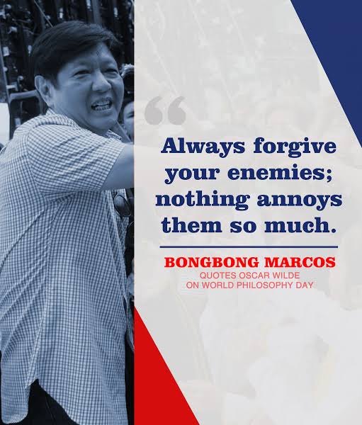 james_rUTL's tweet photo. "Always forgive your enemies, notjing annoys them so much." #BringBackMarcos https://t.co/lJvCl4BTcA