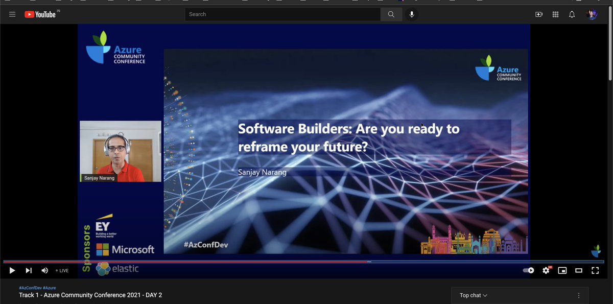 TechXConf's tweet photo. @sanjaynarang giving Day 2 keynote - "[keynote] Software Builders: Are you ready to reframe your future!"

Watch live in Track 1 - https://t.co/d9uF21efd3 

#azconfdev #Azure #OpenSource #cloudnative #LetsMakeTechInclusive #azure #microsoft #LearningisRewarding #ey #Elastic https://t.co/wLThRxvo08