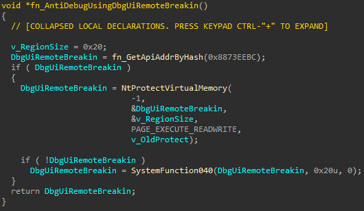 AleandroSy's tweet photo. #BlackMatter 3.0 adds a few more anti-debugging tricks
1. Heap Flags 
2. Heap ForceFlags
3. DbgUiRemoteBreakin https://t.co/Sf4Z2C1SOO