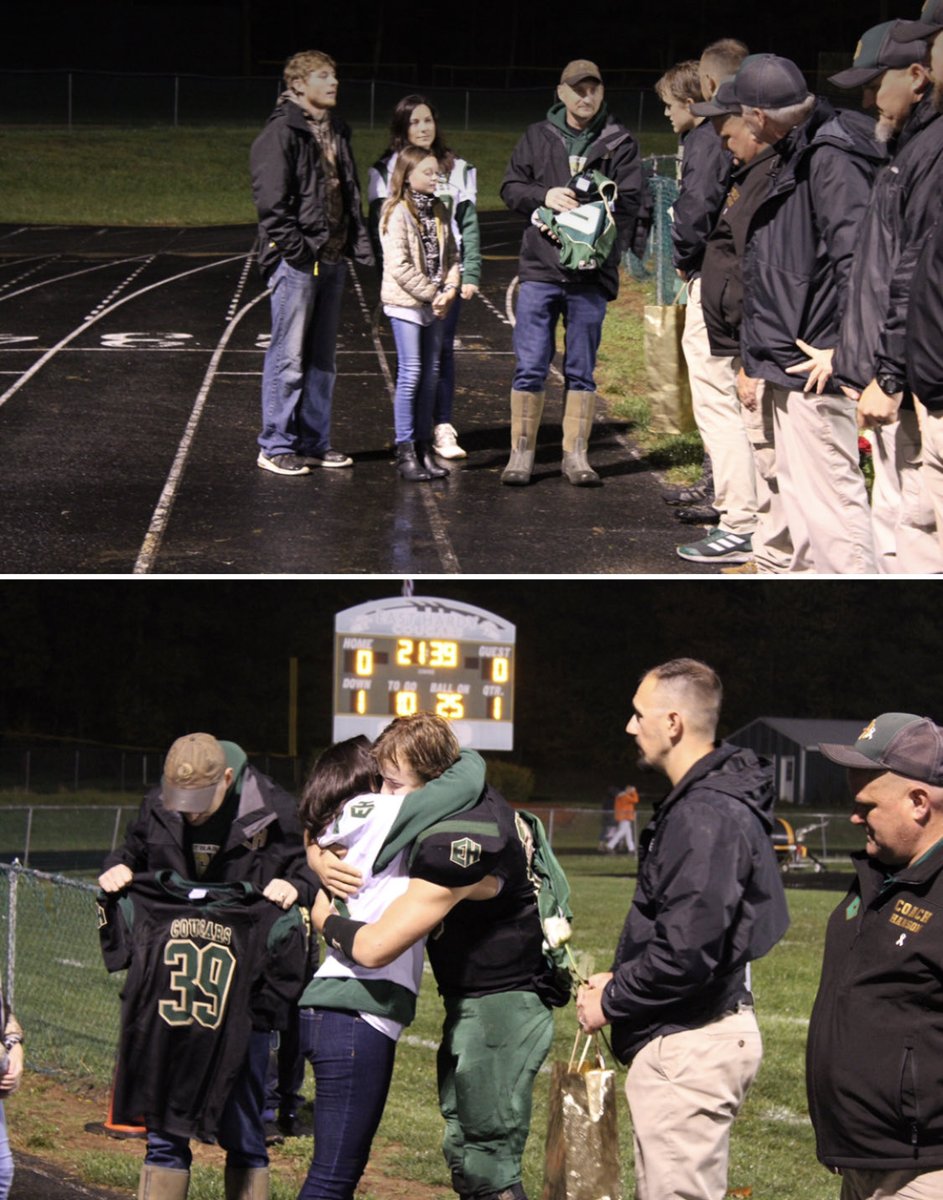 jacketscougars's tweet photo. East Hardy High School Football retired Joshua Hahn’s jersey number during a special presentation to the Hahn family on senior night 🐾💚💛 May the Force be with you ⁦@WVBASS⁩ ⁦@NesselrodtEHHS⁩ ⁦@MetroNewsPrep⁩ ⁦@WHSVScoreZone⁩ https://t.co/5AkJjqbnPW