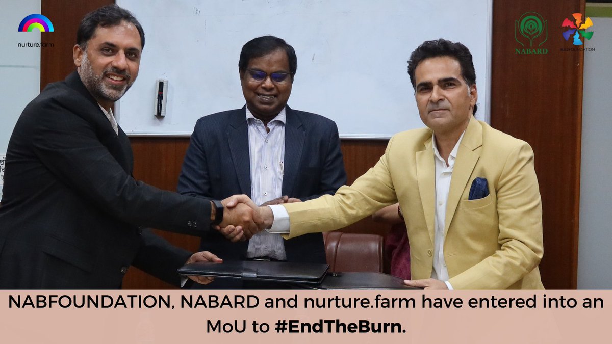 NABFOUNDATIONIN's tweet photo. On 29th October 2021, #NABFOUNDATION, #NABARD and https://t.co/bHFWeWZpU7 entered into an MoU to put an end to stubble burning and provide livelihoods to 4000 SHG women across North-India.
#EndTheBurn
@PMOIndia @moefcc @MinistryWCD @MoHFW_INDIA @FinMinIndia @NABARDOnline https://t.co/jxV5pXIECI