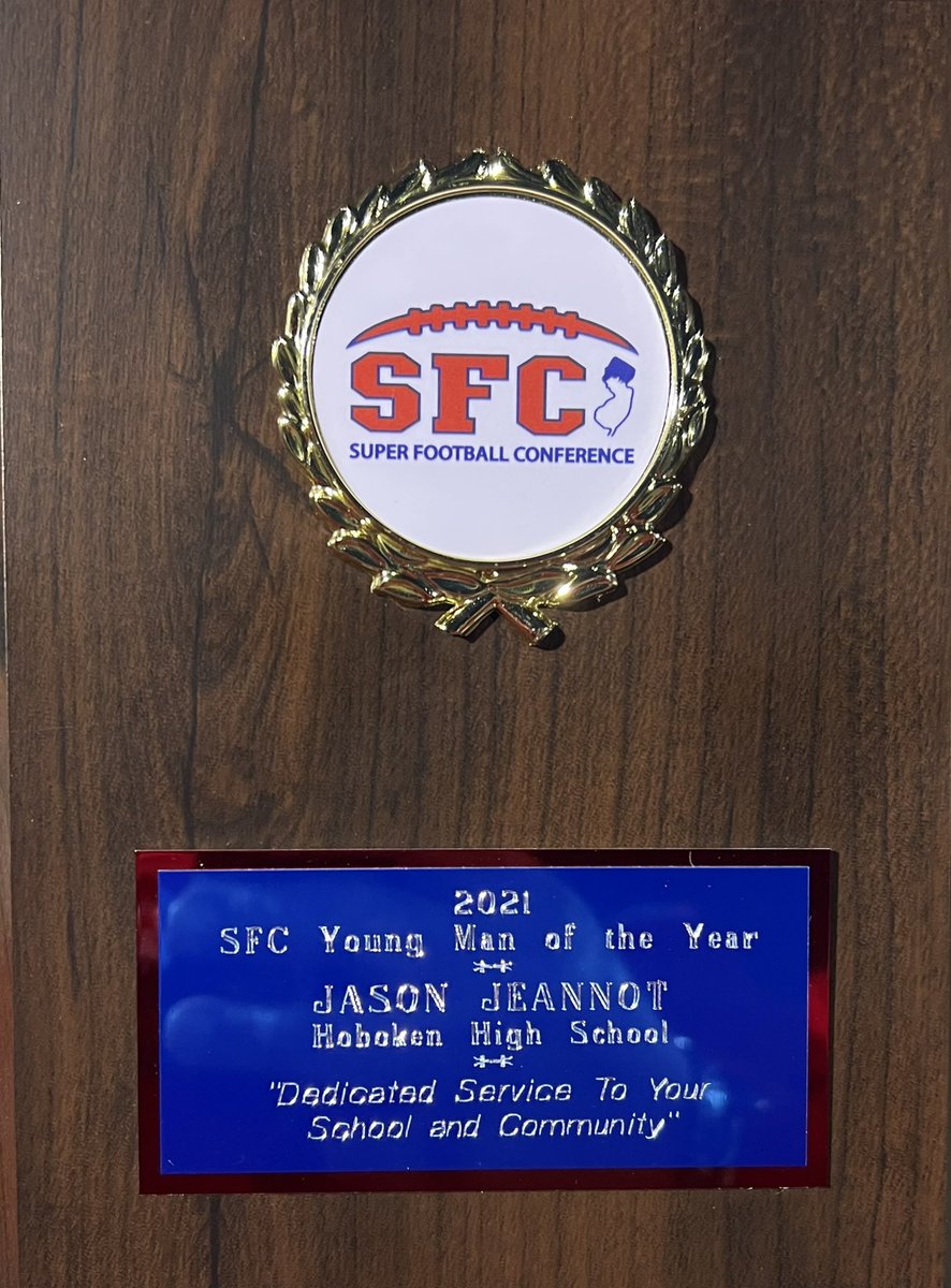 Eddie_Rivera21's tweet photo. Congratulations to our REDWING
#11 Jason Jeannot @J11Jeannot on being selected 2021 SFC YOUNG MAN OF THE YEAR! 
REDWINGNATION is extremely proud of you.
*ONCE A REDWING, ALWAYS A REDWING*
@hobokenredwings @JBernsteinHS @PatLanniHS @AllinonHSSports @JSNSPORTINGNEWS @SFCFootballNJ https://t.co/mD07Nm8Ago