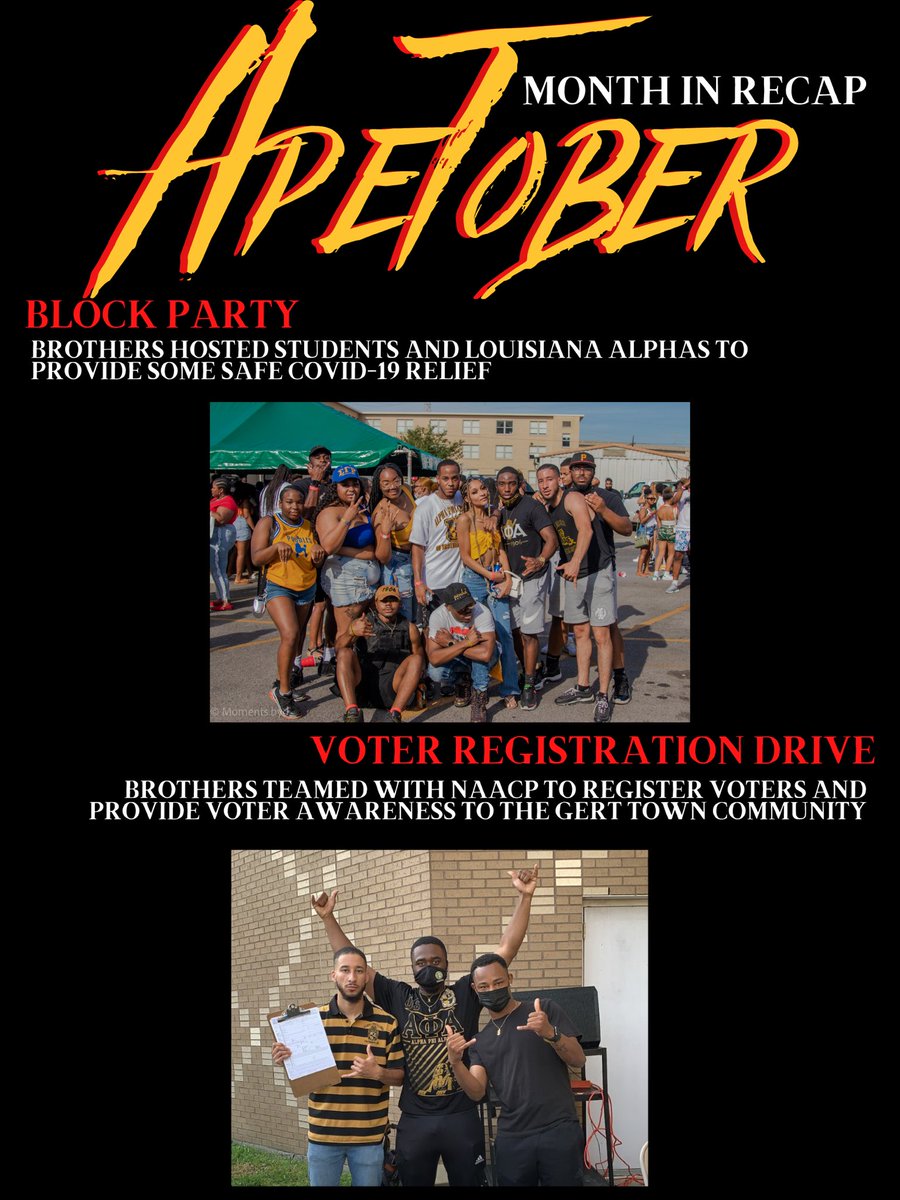 betatau1936's tweet photo. APETOBER RECAP! Thank you all sponsors, partners, students, and brothers for making this month memorable. Stay tuned for more events from those Ice Cold Brothers! 🦍❄️ https://t.co/FqYhCFM54D